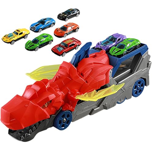 Fravsiu Dinosaur Car Toy Set, Kids Dinosaur Car Toy, Dino Shaped Car Toy, Dinosaur Car Toys with 6 Small Car Toy, Children Dinosaur Toy Set, Dinosaur Toy Set for Children