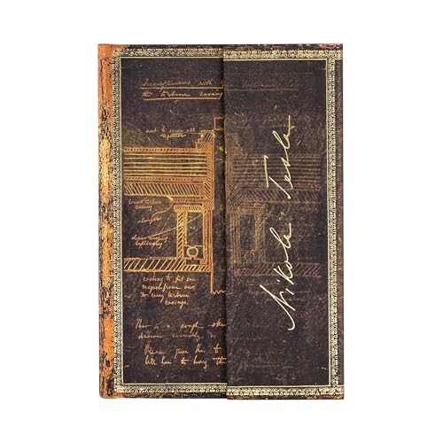 Paperblanks - Tesla, Sketch of a Turbine - Embellished Manuscripts Collection - Mini - Lined - Wrap Closure - 85 Gsm