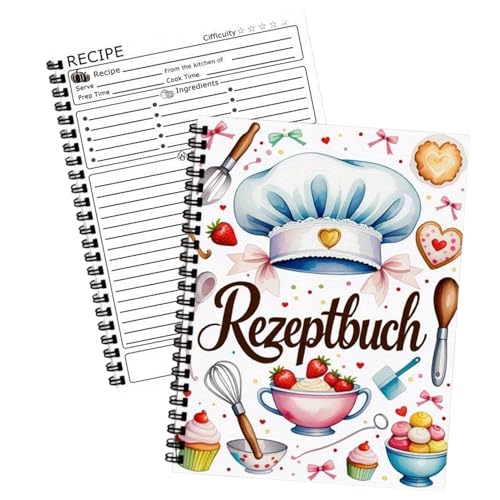 Rezeptbuch, Familien-Kochbuch, Diät-Meal-Organizer, Hardcover Notebook Planer, Blank Writable Seiten, Kitchen Cooking Baking, Food Salad Dinner, Dessert Bread Holiday, Home Use