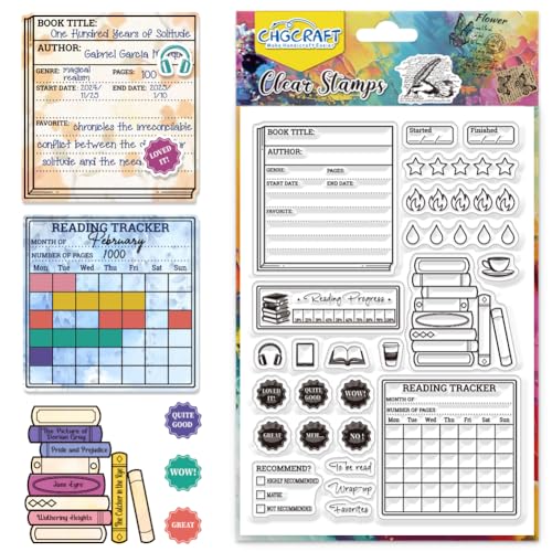 CHGCRAFT Lesetagebuch Clear Stempel Buchrezension Silikon Transparente Stempel Dichtungen für DIY Scrapbooking Fotoalbum Dekoration, 4,3x6,3 Zoll