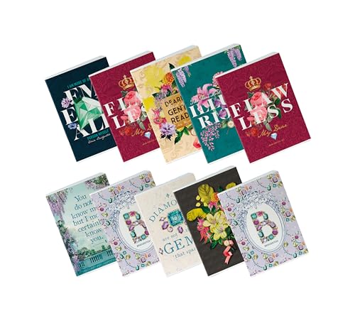 Pigna x Bridgerton, 10er-Pack Maxi-Hefte A4, 80 g Papier, 80 Seiten + personalisierbares Deckblatt, Innenseite 1R, liniert