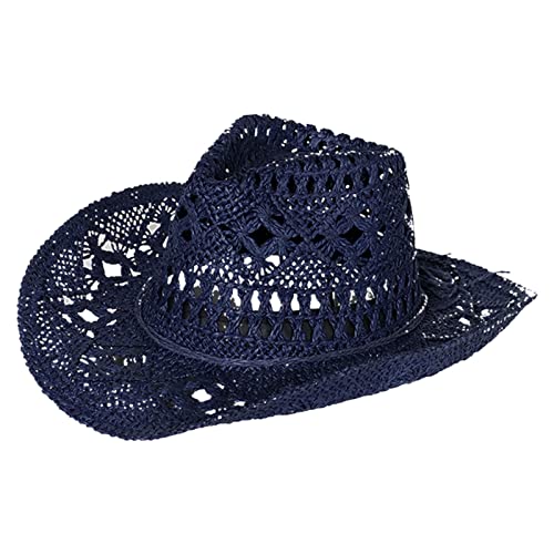 Cowboy Kleidung Damen Fashion Lady Faltbare Casual Cap Wide Sun Strohhut für Frauen und Männer Traurige Liebesfilme Kostenlos (Navy, M)