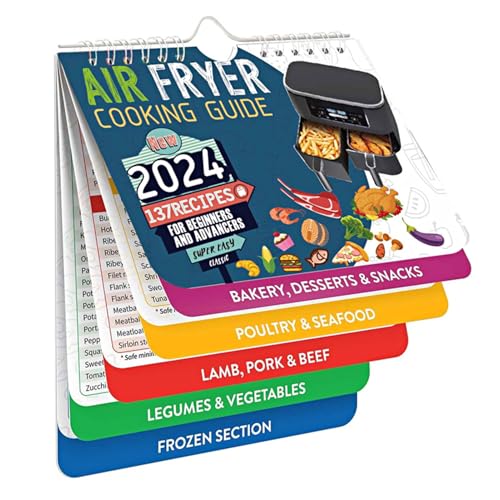 Magnetische Kochanleitung für Luftfritteuse: Magnet für Luftfritteusen, Kochzeitgrafik, Kühlschrankmagnet für Luftfritteuse, Kochbücher