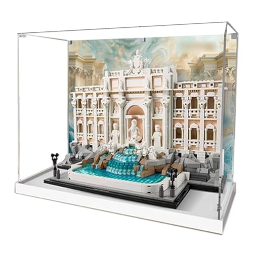 Acryl-Displaybox für Lego 21062 römischen Wunschbrunnen, transparent, staubdicht, kompatibel mit Lego 21062 Modell (Modell nicht im Lieferumfang enthalten) (Hintergrund 3 mm)