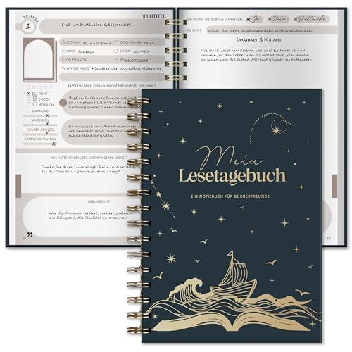 BIROYAL Book Journal: 224 Seiten Reading Journal & Lesetagebuch Erwachsene mit Platz für 52 Bücher – Buchjournal A5 zum Notieren und Genießen des Lesens – Buchclub Bücher zubehör, Buch Gadgets