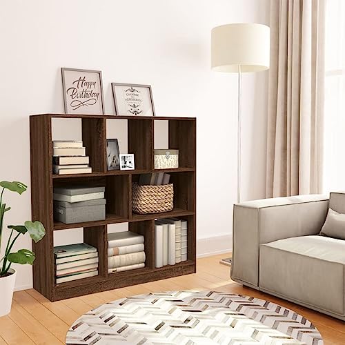 mtlskopl Braun Eichen-Optik Bücherregal 97,5x29,5x100 cm Holzwerkstoff Standregal mit Viel Stauraum und Modernem Design für Living Room Schlafzimmer Büro und Flur