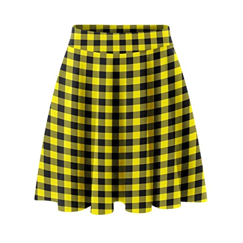 Generisch Kostüm Damen Fasching Klassischer eleganter lässiger Minirock für Damen mit elastischer Taille Gelb S