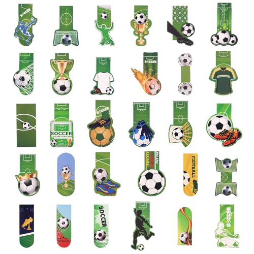 30 Stück Lesezeichen, Fussball Geschenke, Fußball Mitbringsel Seite Marker