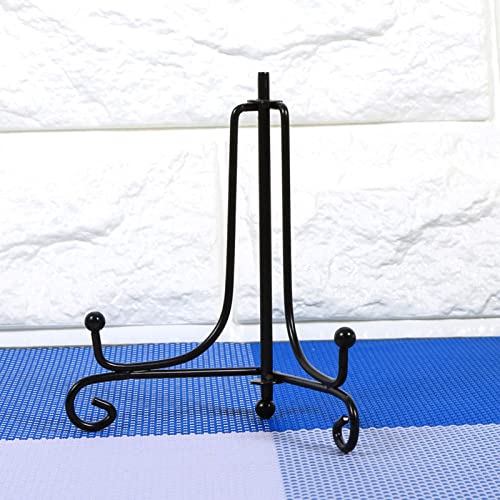 ElgnAura Dekorationative Plattenausstellungsständer, schwarze Eisensicherheit zum Anzeigen von Tellern, Fotorahmen und Kochbüchern, 1 PCs 10 -Zoll -Halter (Metall)