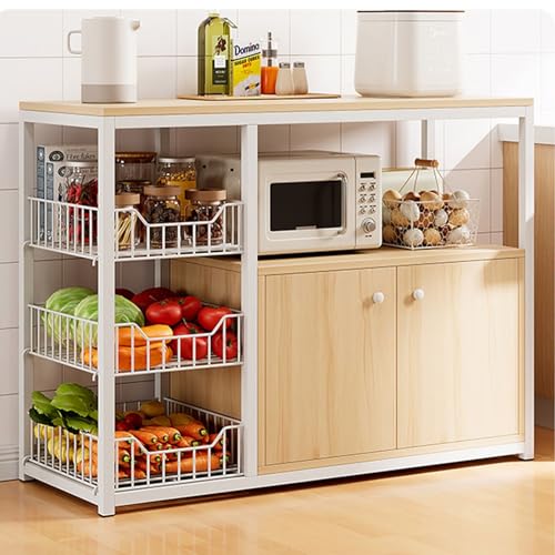 Mikrowellenregal – freistehender Küchenschrank und Allzweckregal für Gewürze, Töpfe, Pfannen, Geschirr, Obst und Gemüse – stilvolles Ahorn-Finish