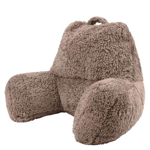 Icon Teddybär Rückenlehne Lesekissen, Mokkabraun, Lesekissen Flauschig mit Sitzsack Füllung, Rückenstütze mit Tragegriff