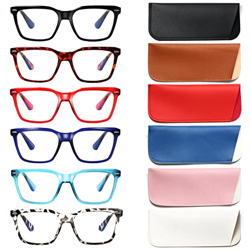 COJWIS 6 Pack Lesebrille Damen Herren Blaulichtfilter Brille Anti-Müdigkeit Computerbrille Gaming Schutzbrille und Großer Rahmen Lesehilfe (6 Farbe Mischen, 2.00, multiplier_x)