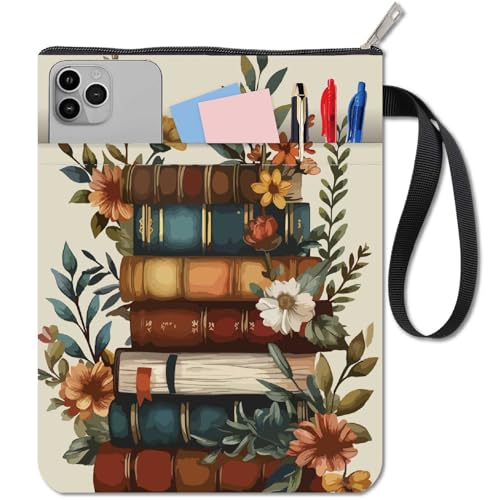 craspire Buchhülle Mit Reißverschluss Buchumschlag Blumen Botanisches Blumenmuster Waschbarer Stoff 11 x 8,7 Zoll Buchschutztasche Für Bücherwurm Bücherwurm Bibliophile Hardcover Taschenbuch