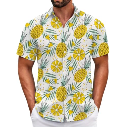 Kurzarm Herren Knopfleiste Casual Mode Shirt 3D Digitales Drucken Strandshirt Outdoor Reise Vintage Trend Hawaii Hemd V-04 L