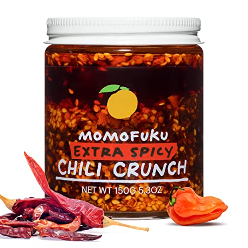 Momofuku Extra würziger Chili-Crunch von David Chang, (150 ml), Öl mit knusprigem Knoblauch und Schalotten, knusprig zum Kochen als Sauce oder Topping