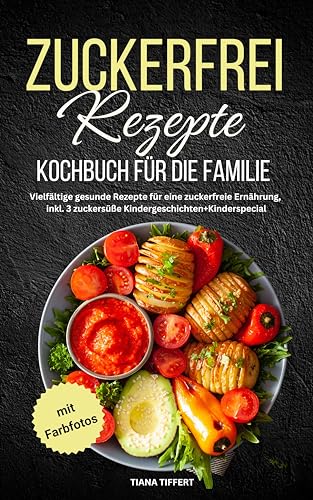 Zuckerfrei Rezepte Kochbuch für die Familie: Vielfältige gesunde Rezepte für eine zuckerfreie Ernährung, inkl. 3 zuckersüße Kindergeschichten + Kinder Special, mit Farbfotos