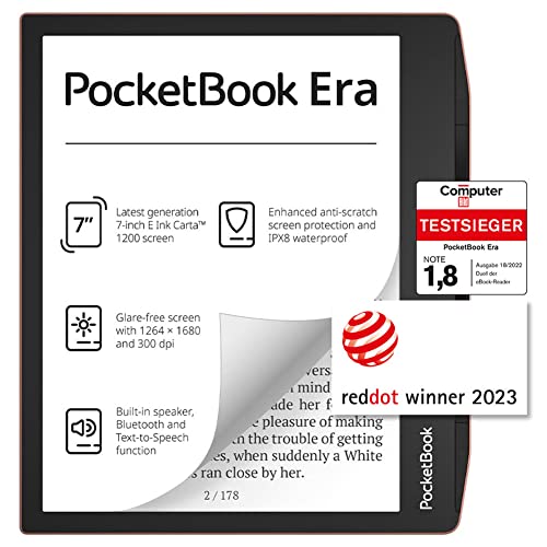 PocketBook e-Book Reader Era (64 GB Speicher, 17.8 cm (7 Zoll) E-Ink Carta 1200 Touchscreen, SMARTlight Hintergrundbeleuchtung, Wi-Fi, Bluetooth) Sunset Copper