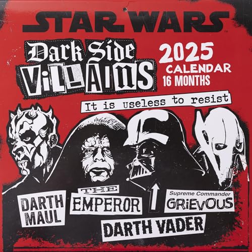 Pyramid – Star Wars Villains 2025 Broschürenkalender, 30x30cm, Kalender für Fans des Star Wars Universums, Monatskalender mit den galaktischen Schurken, nachhaltig nur mit Papierumschlag