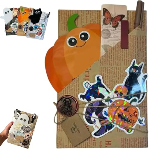 Blind Date Mit Einer Halloween-Hexe Und Einem Buch, Horror-Halloween-Blind Date Mit Einem Buch, Mystery-Buch-Geschenkset, Halloween-Dekorationen, Blind Date-Buchbox(Pumpkin)