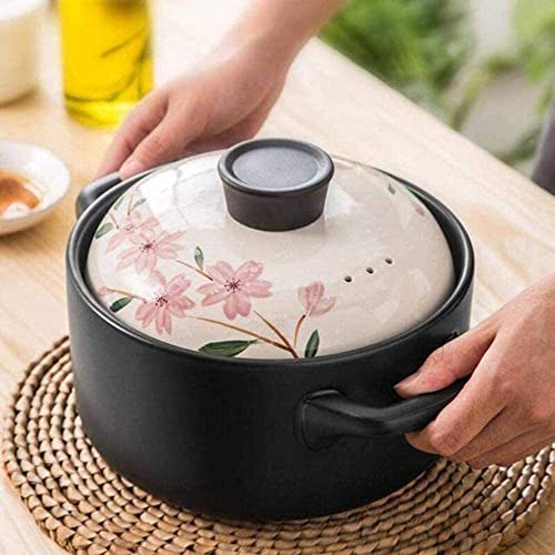 Auflauftopf, Ton, Auflaufbeständig, runder Keramik-Hot Pot mit Deckel, Doppelgriff, Tontopf für Eintopf-A_2,4 l (A 4,8 lb)