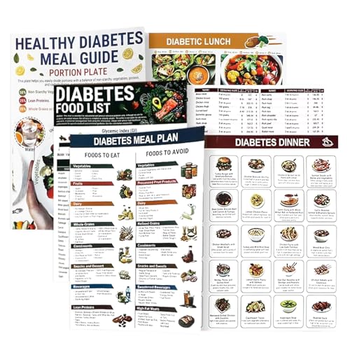 Diabetiker-Lebensmittel-Diagramm, 3 Stück, Wandtafeln für Diabetiker, Lebensmittel, Ernährungsliste für die Wand, gesundes Leben