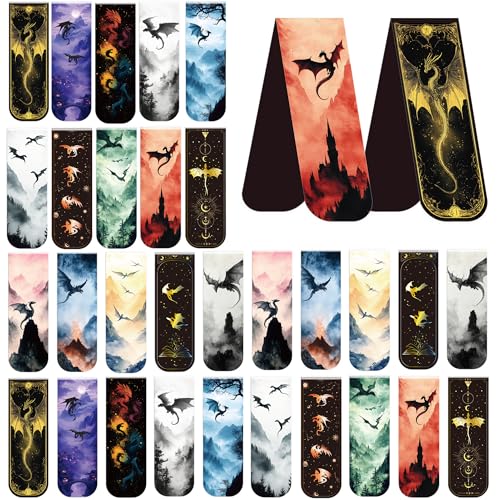 Magnetische Lesezeichen mit Drachen: 30 Stück coole Lesezeichen Clips, Lesezeichen zum Lesen von Männern und Frauen, Halloween-Geburtstagsgeschenke, Buchliebhaber, Sammler, Schulanfang, Bürobedarf