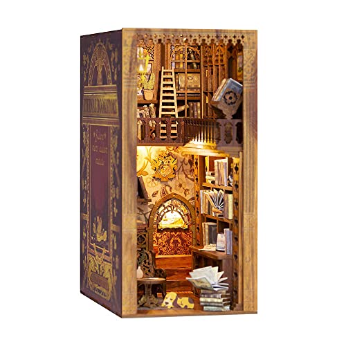 Cutefun Book Nook Puppenhaus Kit,DIY Miniatur Puppenhaus Bücherecke Bibliothek Häuser Modellbausätze mit LED Leuchten Bücherregal Dekor,Eternal Bookstore(YS05)