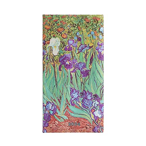 Paperblanks French 2024 DP Van Gogh's Irises 12-Month Slim Horizontal Elastic Band Closure 160 Pg 100 GSM