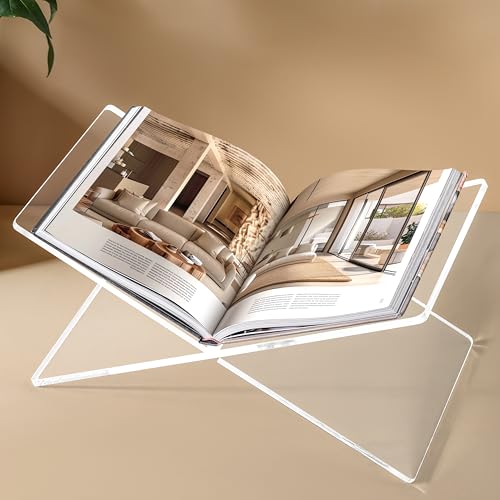 Winter Shore Durchsichtiger Buchständer Acryl - 2-Teiliger Buchhalter Leseständer - Desktop Book Stand für Offene & Geschlossene Zeitschriften, Bibeln, Rezepte, Lehr- & Kochbücher - 28 x 15,2 x 14 cm