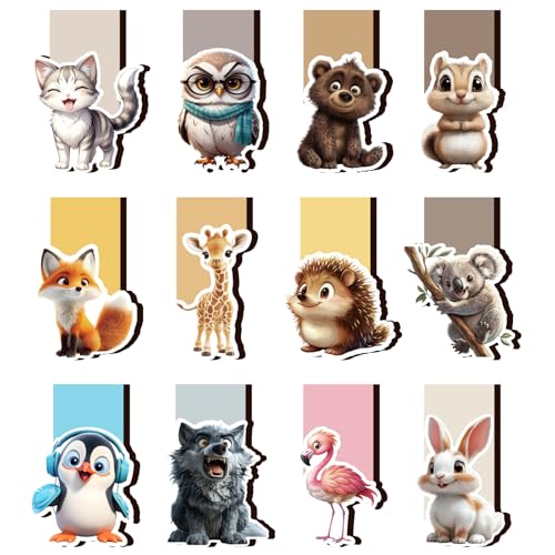 12 Stück Magnetische Lesezeichen Kinder, Kindergeburtstag Gastgeschenke5 6 7 8 9 10 Jahre Zeichentricktiere Magnetlesezeichen Klein Geschenke Schultüte Füllung für Junge Mädchen Buchliebhaber