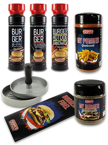 eppers Burger Set | zum Burger selber machen | Muss für alle Burger-Fans | 6-teilig inkl. Burger-Fibel