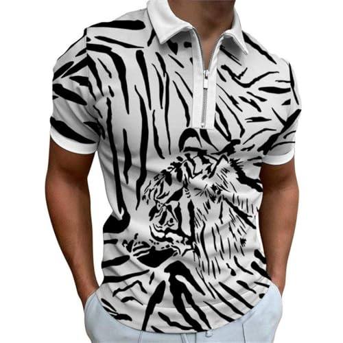 Poloshirt Herren Temperament Vintage Persönlichkeit Trend Streetwear Leichte Mode Casual Kurzarm Einzigartig Muster 3D Digitales Drucken T-Shirt AA-07 M