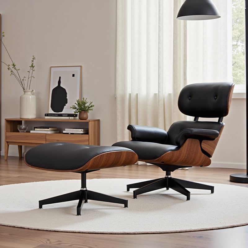 Aivermeil Relaxsessel aus Echtleder mit Fußstütze–Verstellbarer Fernsehsessel mit Liegefunktion, ergonomischem Design & Wippfunktion, Massiver Holzrahmen, Perfekt für Wohnzimmer & Büro