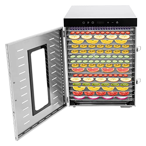1500W Dörrautomat,Küche Obsttrockner,Dehydrator Voll einstellbare Temperatur von 30-90℃,24-Stunden-Timer,Edelstahl Gemüse Fleisch Trockner,LCD-Display Essenstabletts,von Gemüse,Obst,Fleisch,Blumen