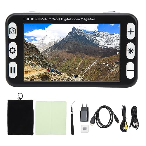 Elektronische 5-Zoll-Sehhilfe, 2- Bis 48-fache Fernsicht-Handlupe mit Doppeltem Verwendungszweck, Wiederaufladbare Lesehilfe für ältere Menschen mit Sehbehinderung (Europäische