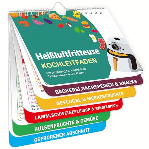 Airfryer Zubehör, Magnetisches Airfryer Kochbuch Deutsch mit 120+ Rezepten, Kochbuch Airfryer für Garzeiten und Temperaturen, Heißluftfritteuse Zubehör für Schnelles Kochen