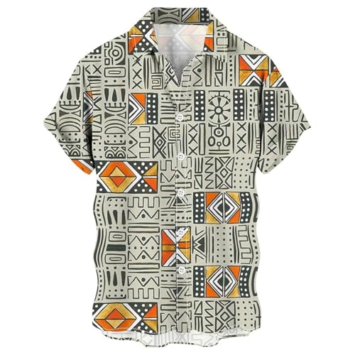Sommerliches Bedrucktes Hemd Für Freizeit- Abendgarderobe Der Kategorie Men Shirts Vielseitig Oberteil Mit Legerer Passform Stilvollem Print Für Outdoor-Events Khaki L