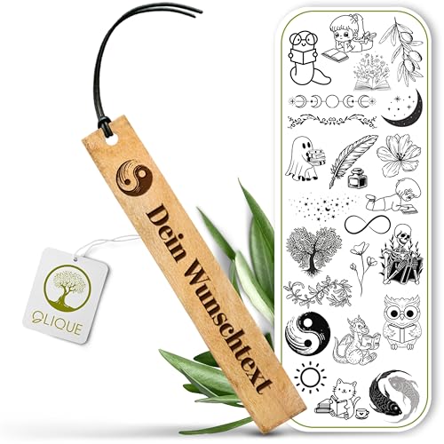 Lesezeichen personalisiert, Olivenholz - Handgemachtes Lesezeichen mit Gravur als individuelles Geschenk
