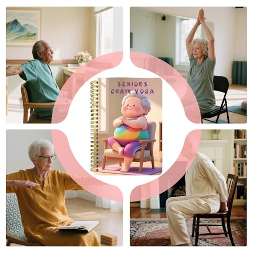 Stuhlyoga - Yoga für Senioren | Fitnessbücher für Senioren | Fitnessplaner für Gleichgewichtstraining, Gewichtsverlust, Ernährung, tägliche Gesundheit, ältere Menschen, Männer, Frauen, Heimtraining, W