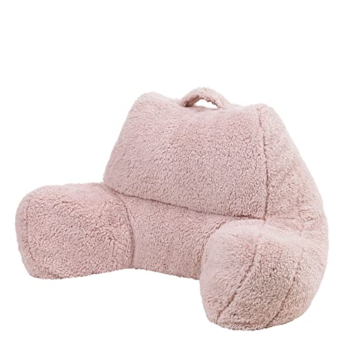 Icon Rückenlehne Lesekissen „Teddybär“, Rosa, Lesekissen Flauschig mit Sitzsack Füllung, Lesekissen für Bett, Rückenstütze mit Tragegriff
