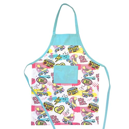 HOUSE ART LIFE Kinderschürze mit Tasche - Baumwoll Kochschürze für Jungen und Mädchen 5-10 Jahre, ideal zum Malen Kochen Backen Spielen, Geschenk für Kinder, Viele bunte Muster