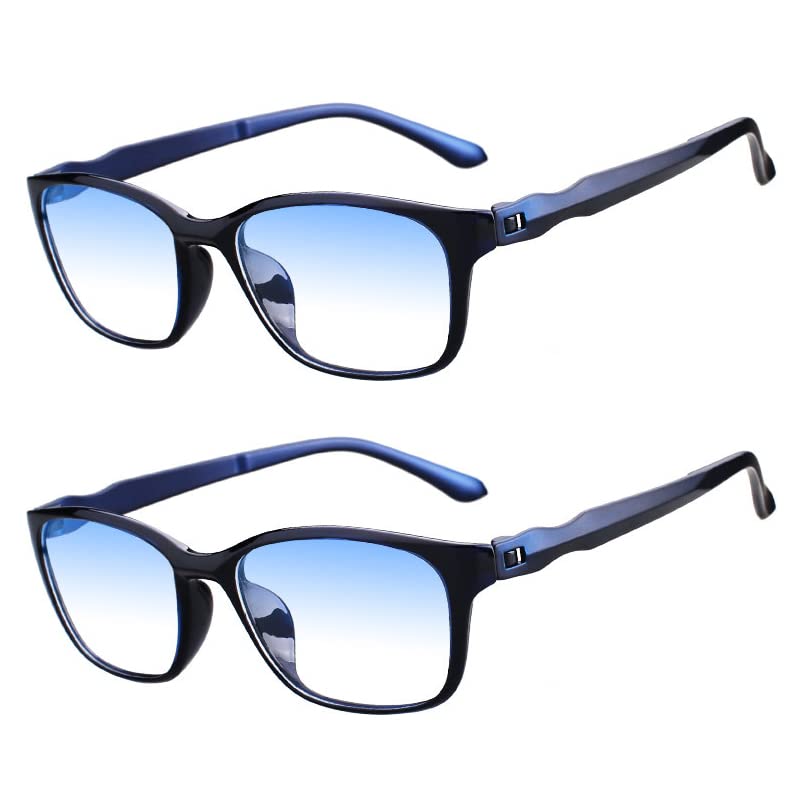 Eyglajdd Blaulichtfilter Lesebrille für Herren Damen Matt Finish,TR90 leicht Lesehilfe Brille mit Federscharnieren 2er-Pack Blau +2,0
