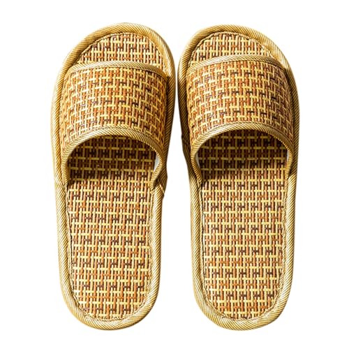 Sommerschuhe Damen Bequem Weite H - Strohsandalen Flach Slipper Espadrilles Sandaletten Rutschfeste Sohle Duschlatschen Schweißfest Strandsandalen Leicht Badelatschen Open Toe Schlappen