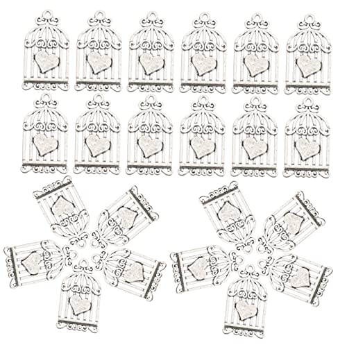 ABOOFAN 40 Stück Vogelkäfig-Anhänger, Schlüsselanhänger, Zubehör, Punk, Halsband, Punk, Charms, Thanksgiving für die Herstellung von Schmuck, Anhänger, Vogelkäfig, Charme, 3.2X1.9cm, Metall, Kein
