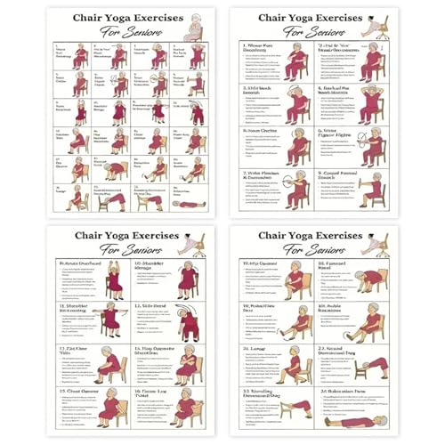 Stuhl-Yoga-Diagramm, Illustriertes Workout-Poster, 25,4 X 20,3 Cm, Yoga-Übungsanleitung Im Sitzen, Fitness-Flexibilitätsdiagramm, Schritt-für-Schritt-Routine, Für Senioren, Anfänger, Zuhause, Büro, Wo