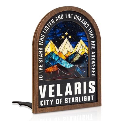 Bücherregal Deko für Buchliebhaber Geschenk, Holzschilder für Stadt des Sternenlichts Deko, Regal Ornament, Bookish Stuff Merch für Schreibtisch Klassenzimmer Wohnzimmer Schrank Leseecke