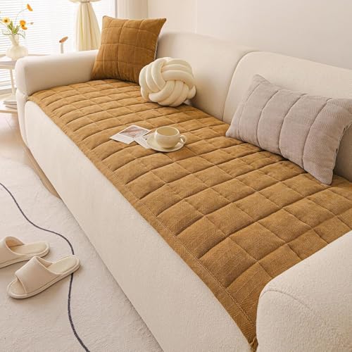 Weich samtig Universal Sofabezug, rutschfester, dicker 2/3/4-Sitzer und Ecksofa, gelb, 70cm x 70cm (28 x 28 Zoll) - Stilvoller Möbelschutz