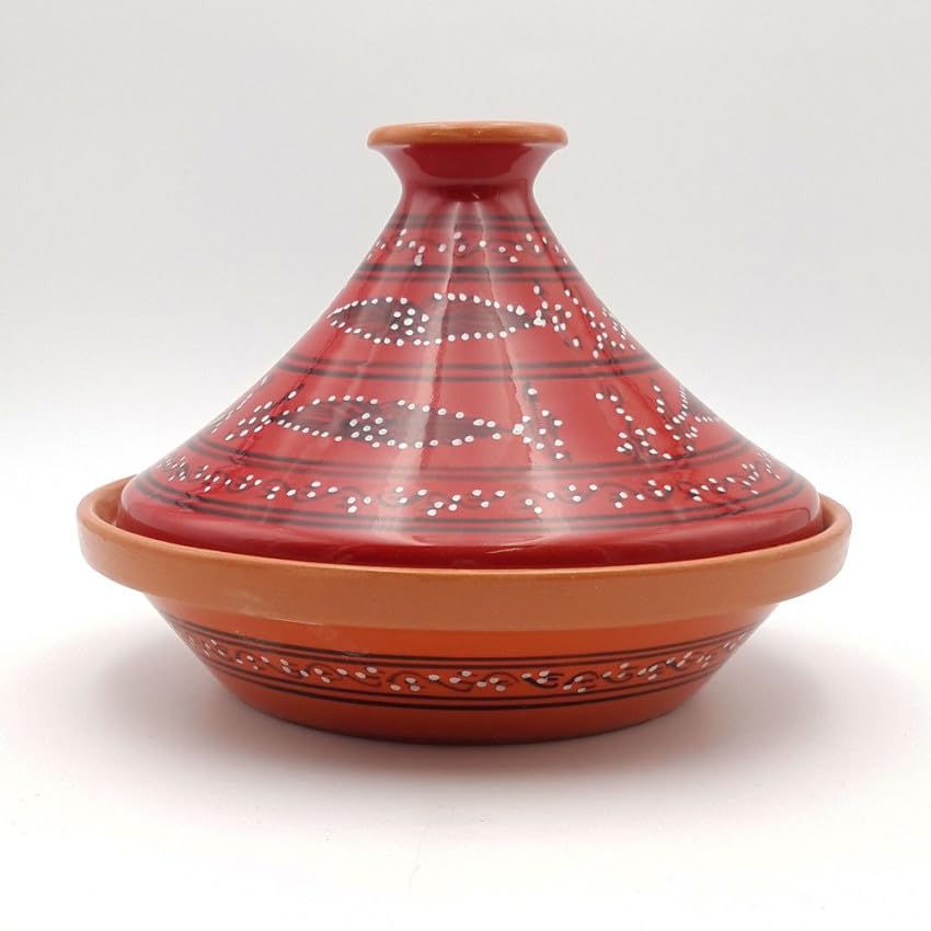 Tajine zum Kochen, tätowiert, Rot, Durchmesser 27 cm