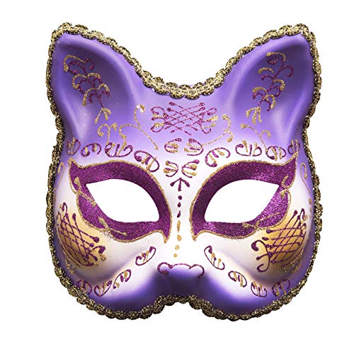Tiermaske, kariert, Vintage, Herren-Maskerade, MaskMe Party, musikalisches Mardi-Maskerade-Accessoire, lila, Einheitsgröße