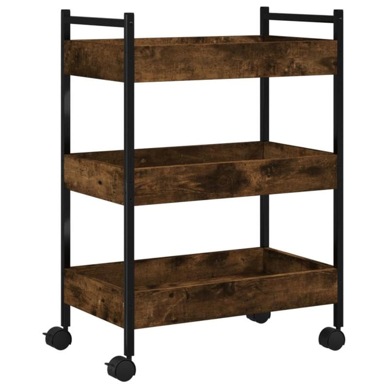 Eleganz Küchenwagen Räuchereiche 50x30x70 cm - Moderner Aufbewahrungswagen für Küche & Wohnzimmer - Stabile Holzwerkstoff-Konstruktion - Platzsparende Lagerung